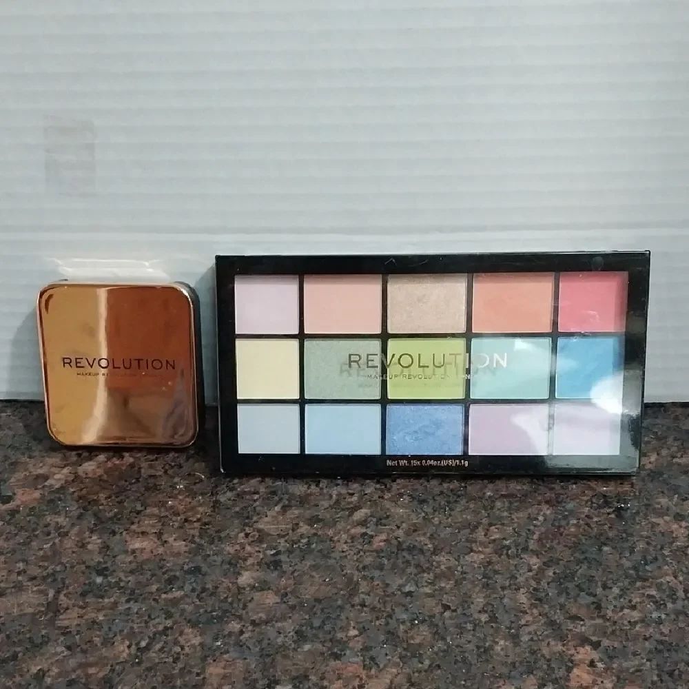 Revolution Eyeshadow Palette and Pastel and Bold Hues And Brow Sculpt Kit.